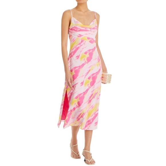 Aqua Pink and Yellow Sunset Dress - Picture 8 of 9